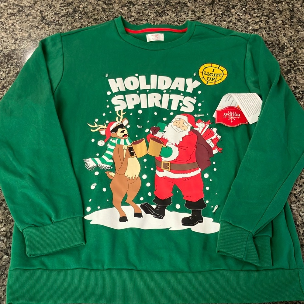 Holiday Time Green and Red Sweater